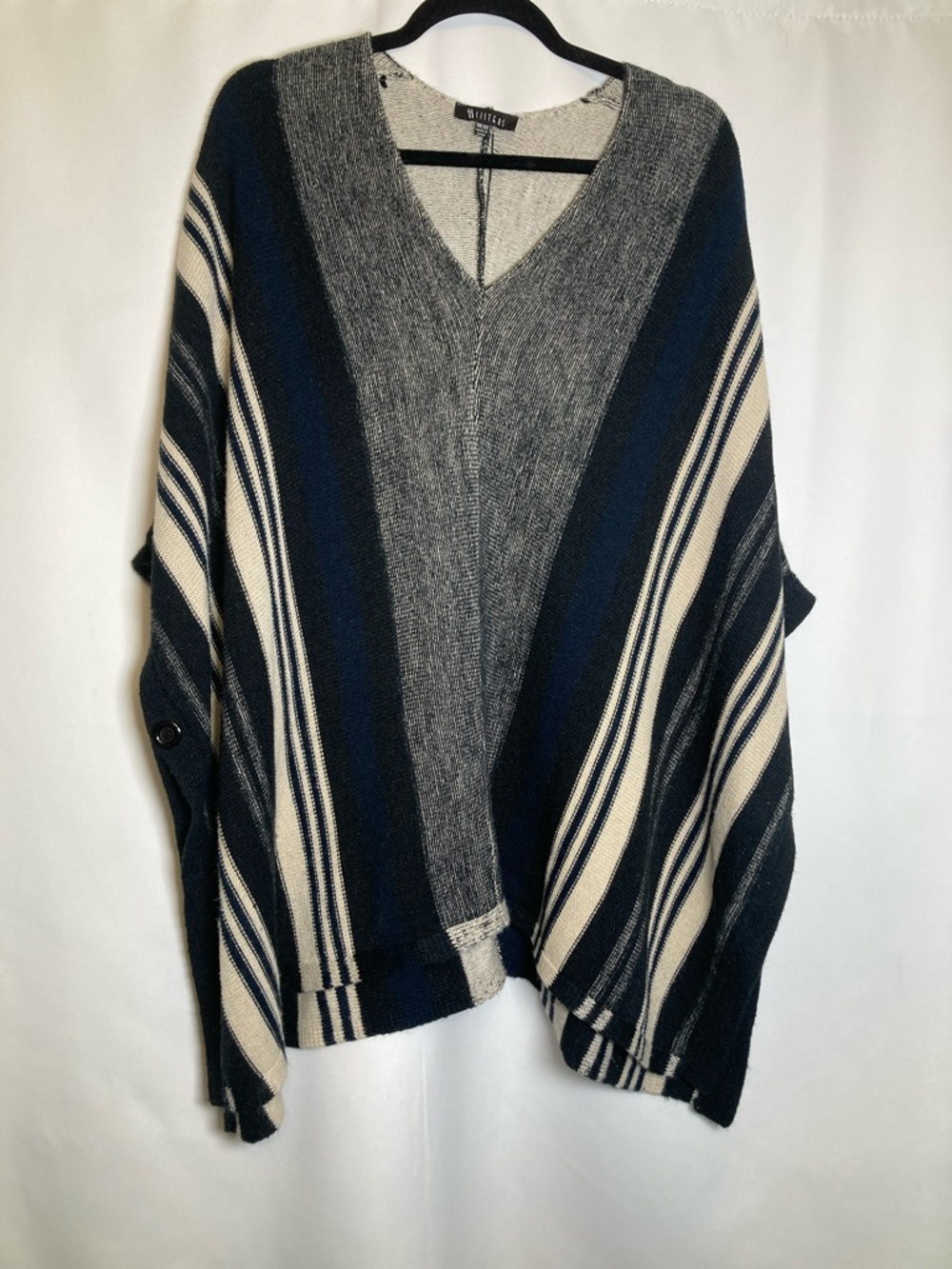 ii Sisters Anthropologie Style Striped Poncho Wrap One Size 24% Wool